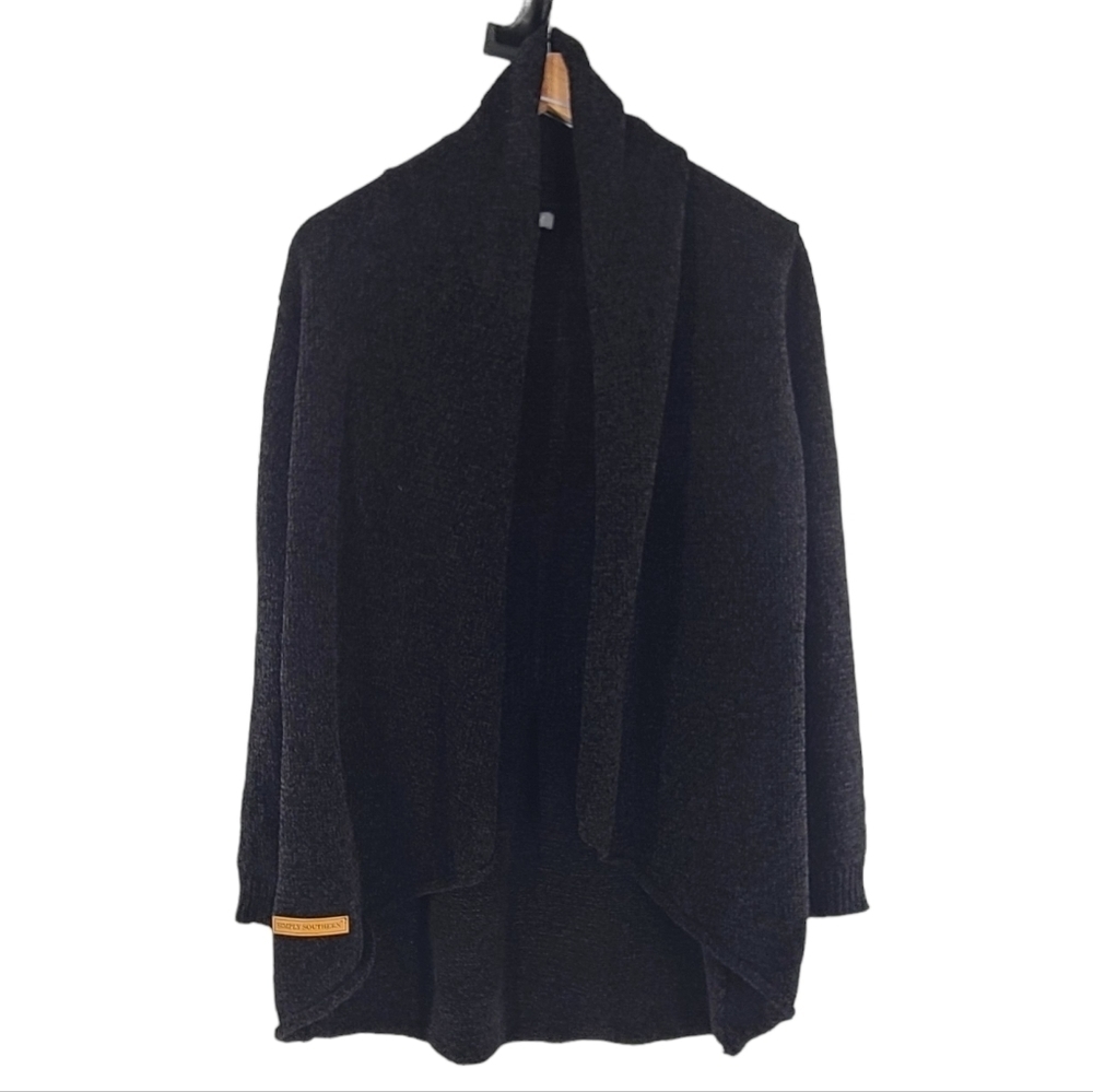 Simply‎ Southern Black Chunky Open Cardigan Size Large